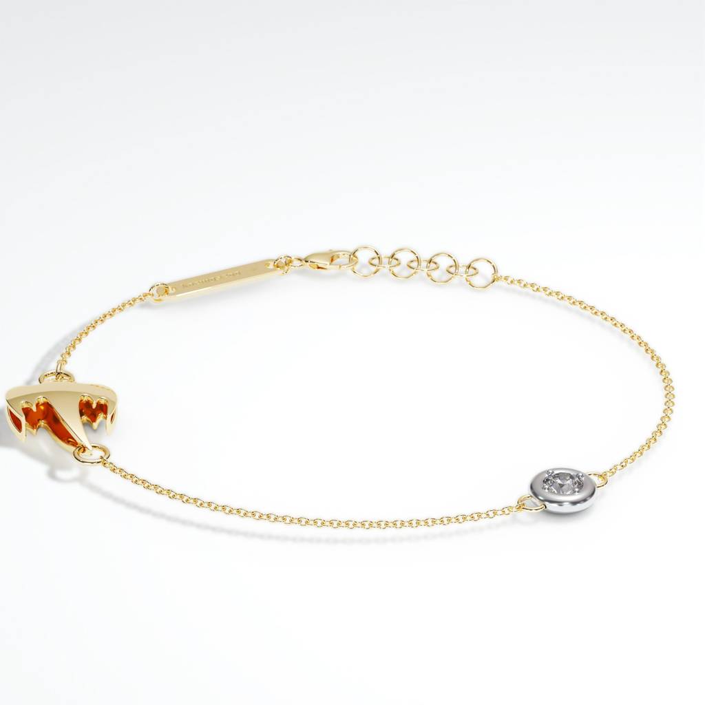 Gold Ghost Chain Bracelet with Diamond Accent