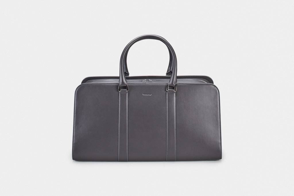 Leather Weekend Bag - Grey