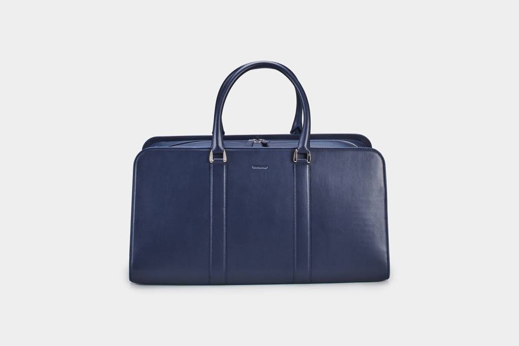 Leather Weekend Bag - Navy Blue