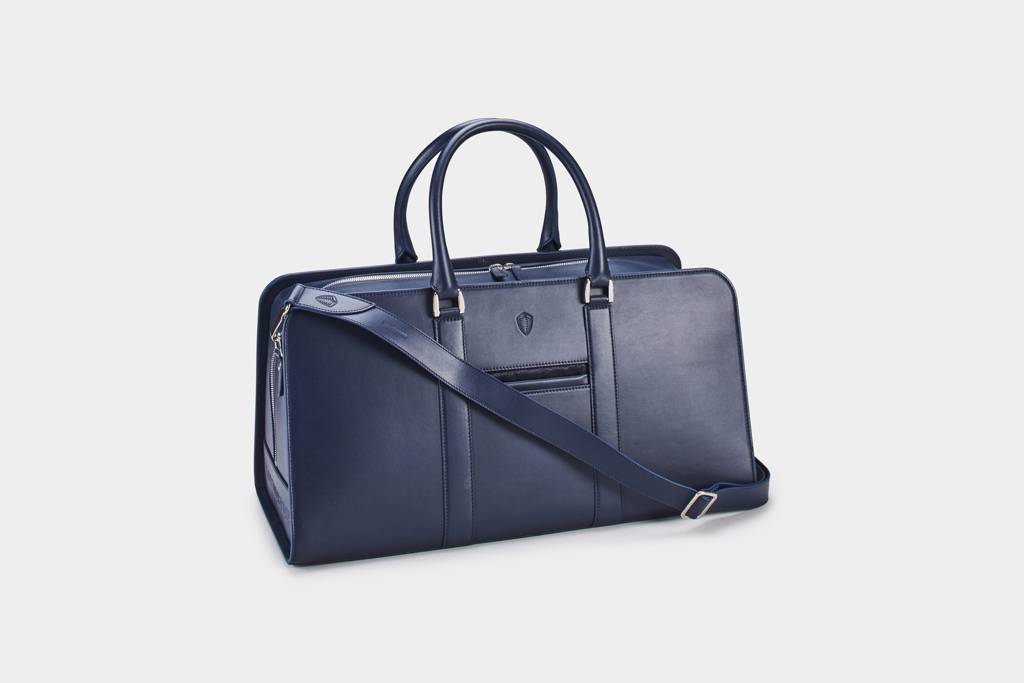 Leather Weekend Bag - Navy Blue