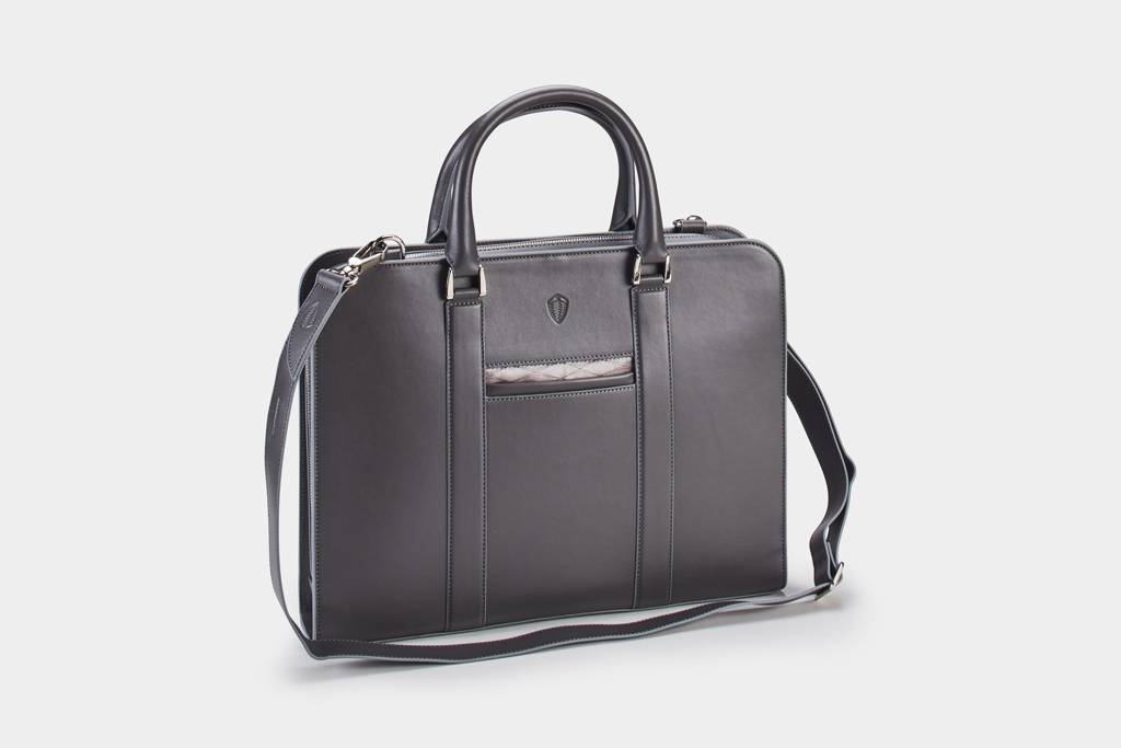 Leather Briefcase - Grey