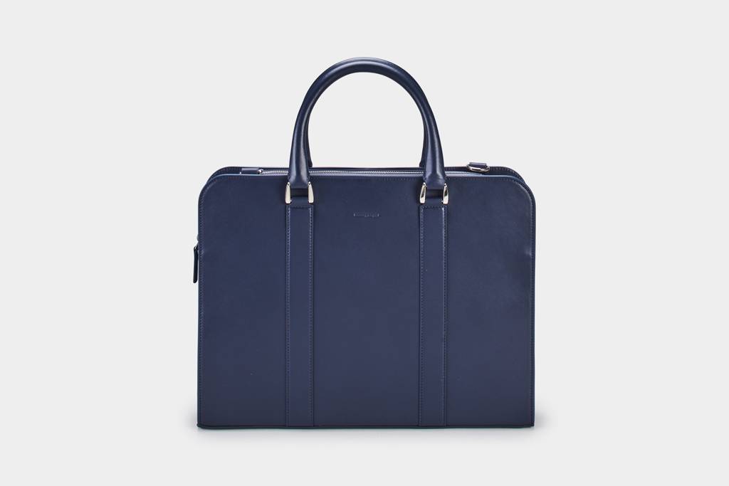 Leather Briefcase - Navy Blue